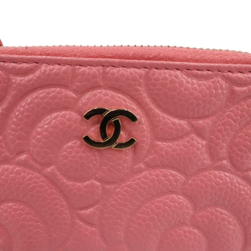 Chanel Key Pouch Camellia Calfskin Pink Chanel Chanel 10