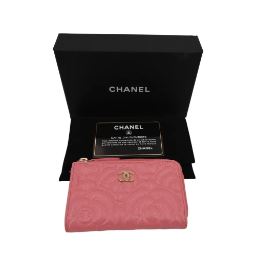 Chanel Key Pouch Camellia Calfskin Pink Chanel Chanel 5