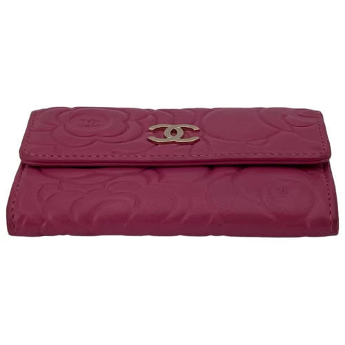 Chanel Flap Camellia Korthållare Fuchsia Chanel Chanel 4