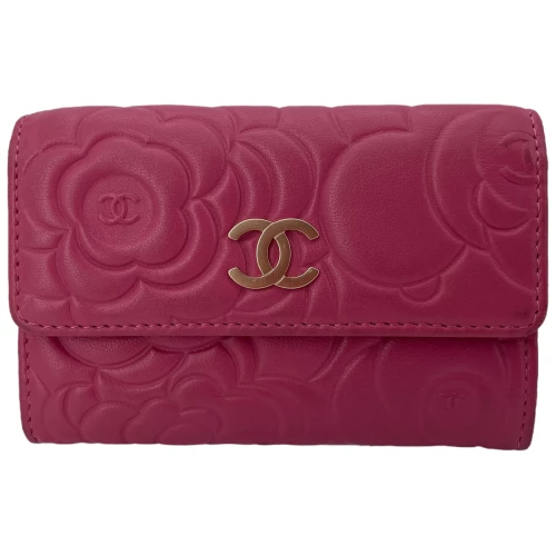 Chanel Flap Camellia Korthållare Fuchsia Chanel Chanel 3