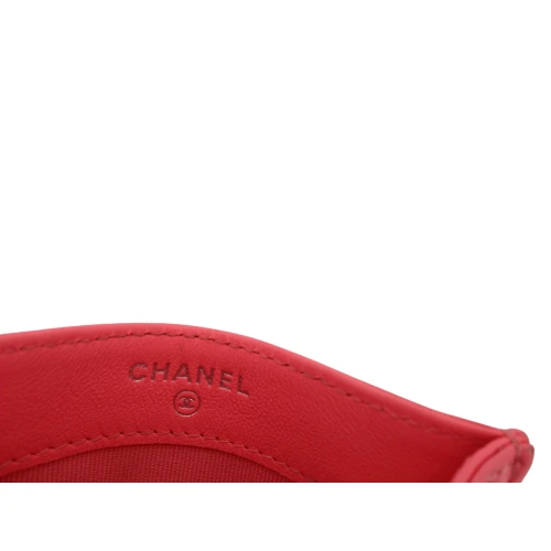 Chanel Card Holder Lambskin Coral Pink Chanel Chanel 12