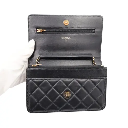 Chanel Wallet on Chain WOC Pelle di agnello Nera Chanel Chanel 12