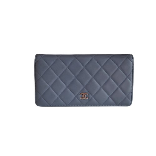 Chanel Bifold Geldbörse Lammleder Blau