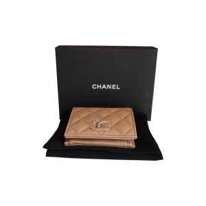 Chanel Geldbörse Kalbsleder Dunkelbeige
