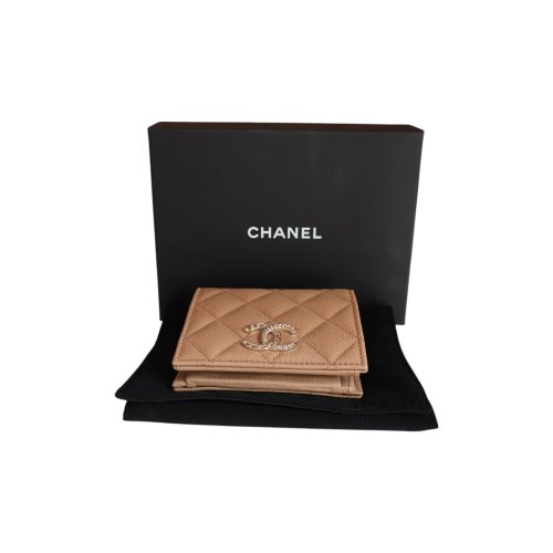 Chanel Geldbörse Kalbsleder Dunkelbeige