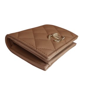 Chanel Geldbörse Kalbsleder Dunkelbeige
