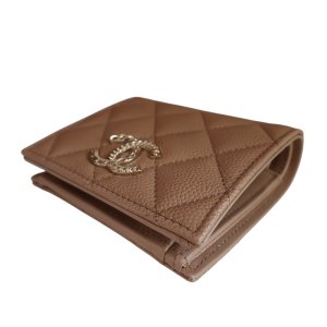 Chanel Geldbörse Kalbsleder Dunkelbeige