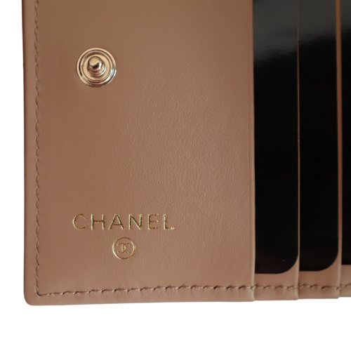 Chanel Geldbörse Kalbsleder Dunkelbeige