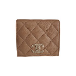 Chanel Geldbörse Kalbsleder Dunkelbeige