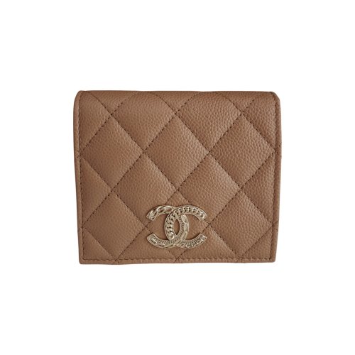 Chanel Geldbörse Kalbsleder Dunkelbeige