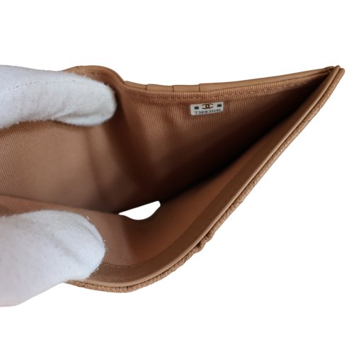 Chanel Geldbörse Kalbsleder Dunkelbeige