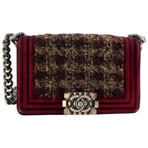 Chanel Boy Small Paris-Édimbourg Tweed Bordeaux