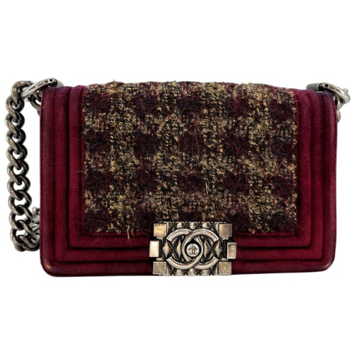 Chanel Boy Small Paris-Édimbourg Tweed Bordeaux