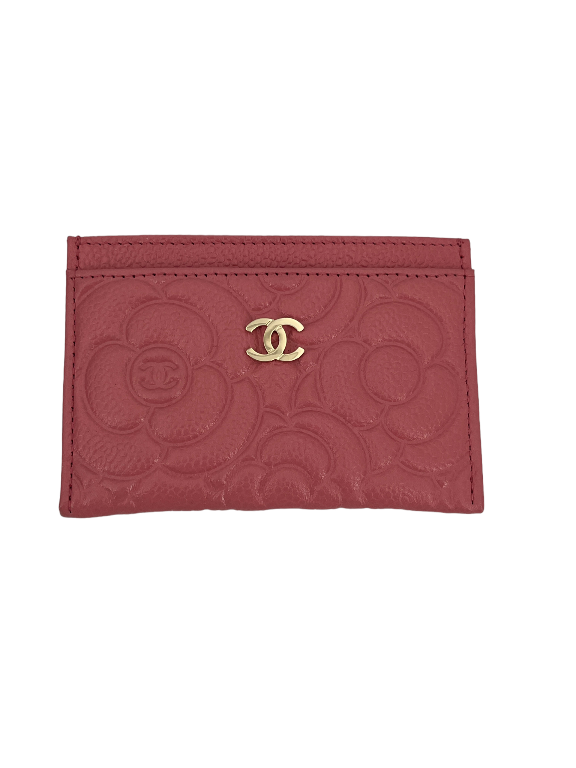 Chanel red best sale camellia card holder