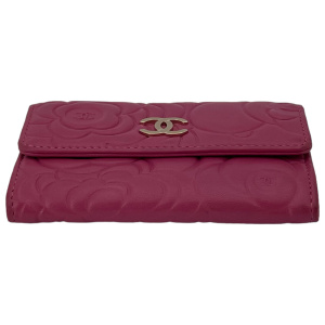 Chanel Flap Camellia Card Holder Fuchsia