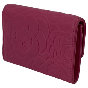 Chanel Flap Camellia Card Case Fuchsia