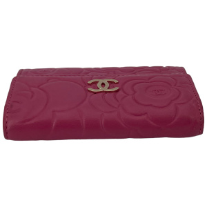 Chanel Flap Camellia Card Holder Fuchsia