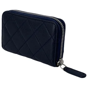 Chanel flap card case dark blue