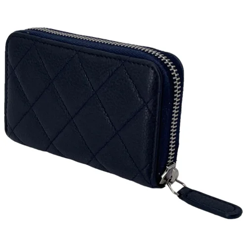 Chanel flap card case dark blue