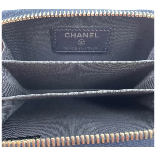 Chanel flap card case dark blue