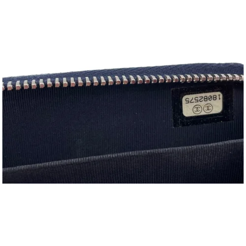 Chanel flap card case dark blue