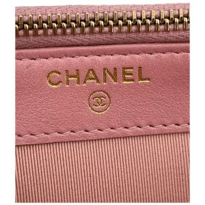 Chanel Double Zip Wallet on Chain WOC Iridescent Calfskin Pink GHW