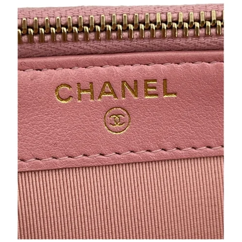 Chanel Double Zip Wallet on Chain WOC Iridescent Calfskin Pink GHW