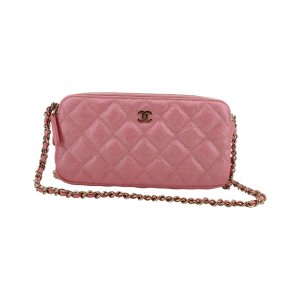 Chanel Double Zip Wallet on Chain WOC Iridescent Rosa