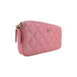 Chanel Double Zip Wallet on Chain WOC Iridescent Rosa