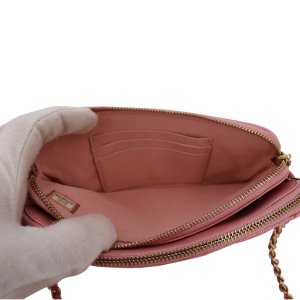 Chanel Double Zip Wallet on Chain WOC Iridescent Rosa