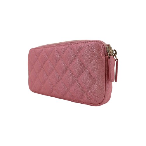 Chanel Double Zip Wallet on Chain WOC Iridescent Rosa