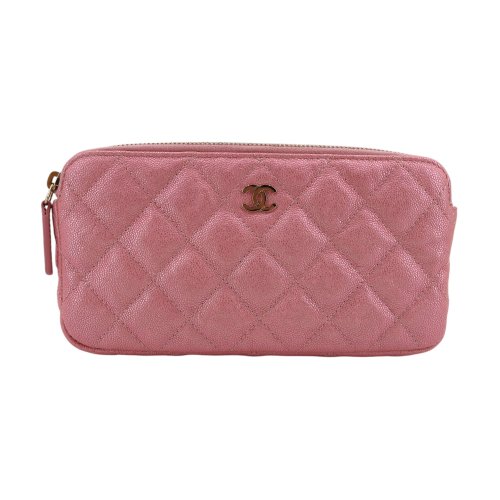 Chanel Double Zip Wallet on Chain WOC Iridescent Rosa