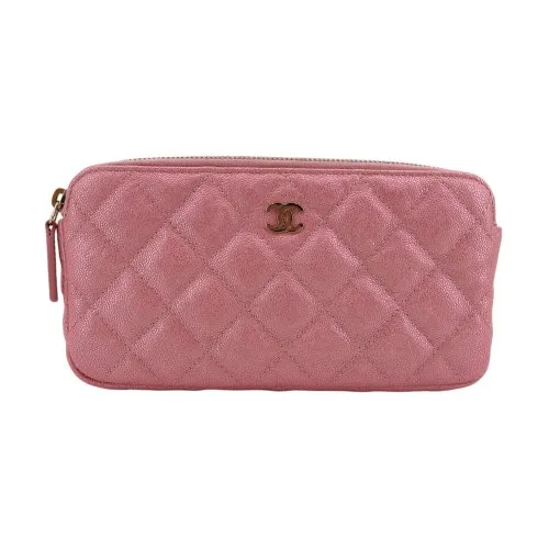 Chanel Double Zip Wallet on Chain WOC Iridescent Rosa