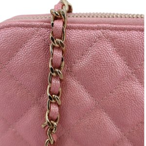 Chanel Double Zip Wallet on Chain WOC Iridescent Rosa