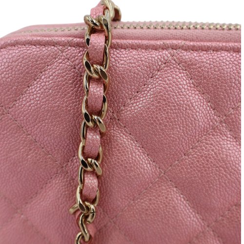 Chanel Double Zip Wallet on Chain WOC Iridescent Rosa