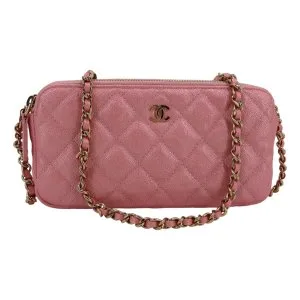 Chanel Double Zip Wallet on Chain WOC Iridescent Rosa