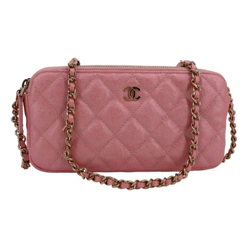 Chanel Double Zip Wallet on Chain WOC Iridescent Rosa