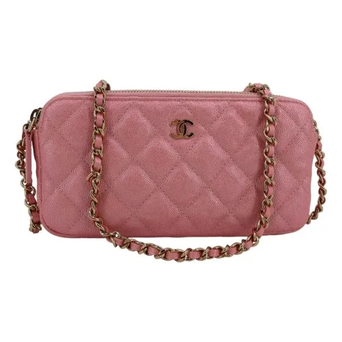 Chanel Double Zip Wallet on Chain WOC Iridescent Rosa