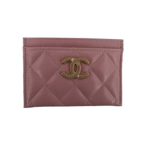 Chanel Kartenetui Kalbsleder Rosa GHW