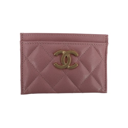 Chanel Kartenetui Kalbsleder Rosa GHW