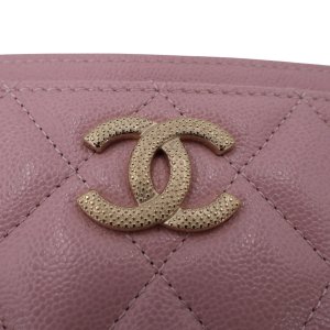 Chanel Kartenetui Kalbsleder Rosa GHW
