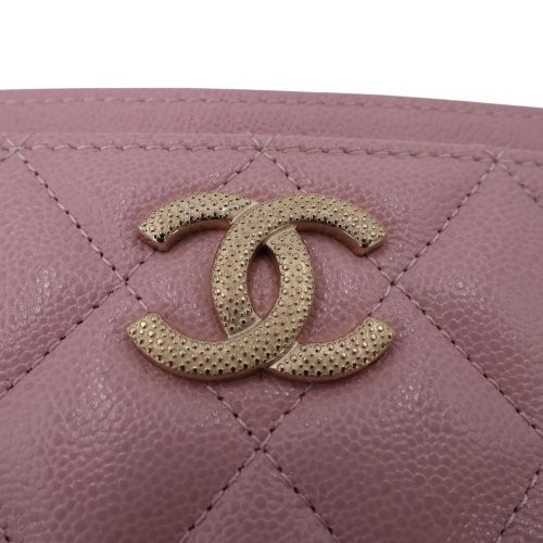 Chanel Kartenetui Kalbsleder Rosa GHW