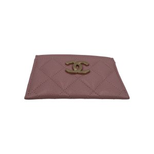 Chanel Kartenetui Kalbsleder Rosa GHW
