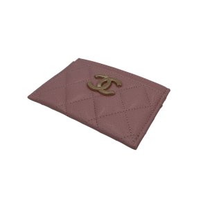 Chanel Kartenetui Kalbsleder Rosa GHW