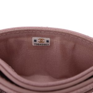 Chanel Kartenetui Kalbsleder Rosa GHW