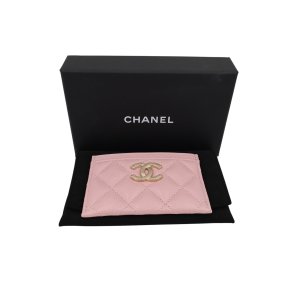 Chanel Kartenetui Kalbsleder Rosa GHW