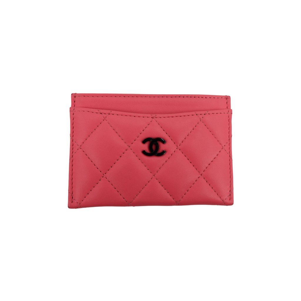 Chanel Card Holder Lambskin Coral Pink