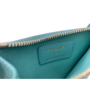 Chanel Kartenetui Münzetui Kalbsleder Tiffany Grün
