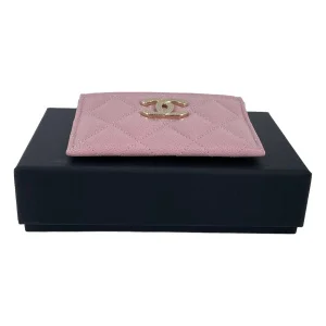 Chanel flap card case calfskin pink