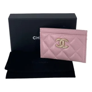 Chanel flap card case calfskin pink